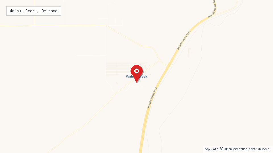 Street map of Walnut Creek, Arizona with location pin