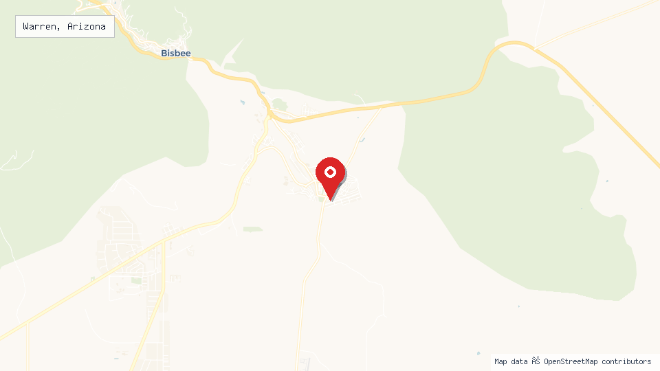 Street map of Warren, Arizona with location pin