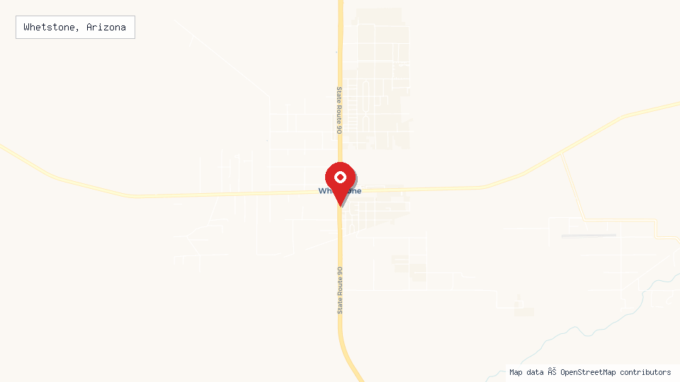 Street map of Whetstone, Arizona with location pin