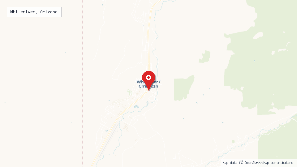 Street map of Whiteriver, Arizona with location pin