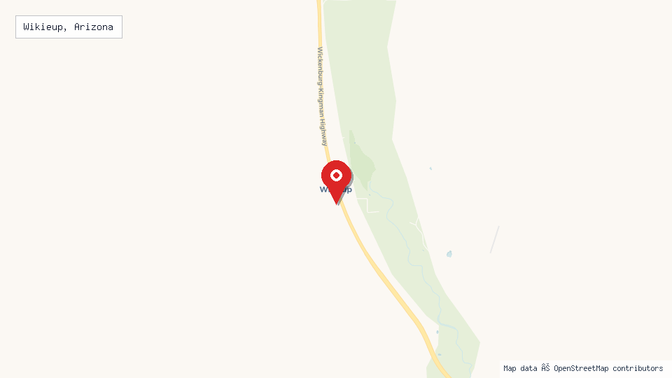 Street map of Wikieup, Arizona with location pin