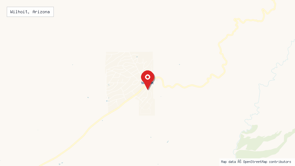 Street map of Wilhoit, Arizona with location pin