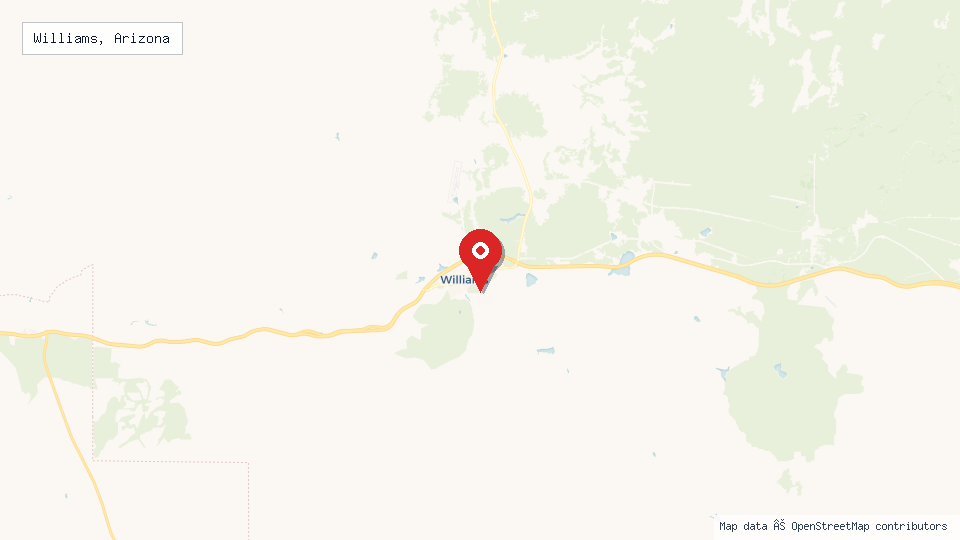Street map of Williams, Arizona with location pin