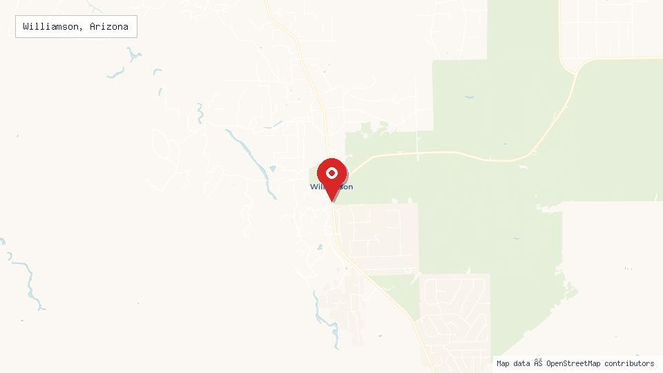 Street map of Williamson, Arizona with location pin