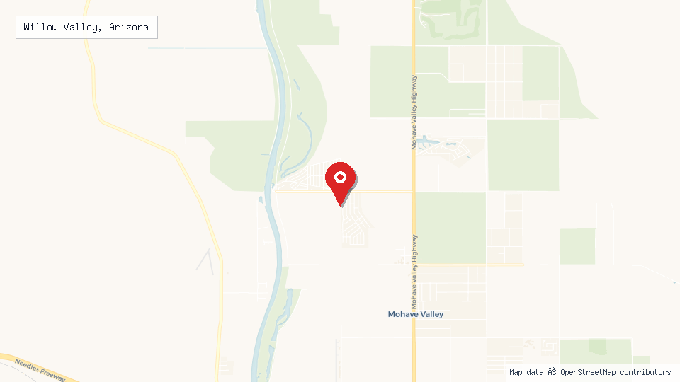 Street map of Willow Valley, Arizona with location pin