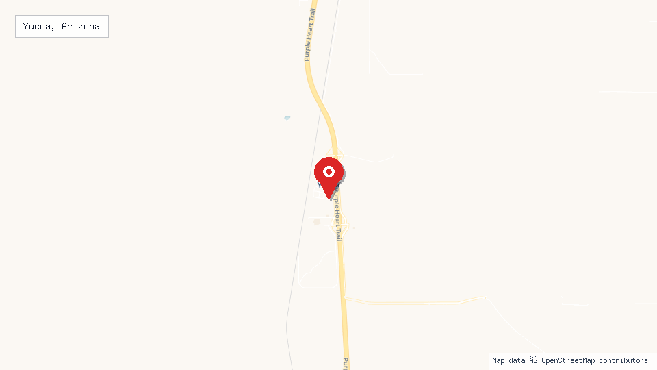 Street map of Yucca, Arizona with location pin
