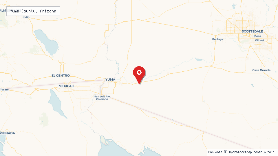 Street map of Yuma County, Arizona with location pin