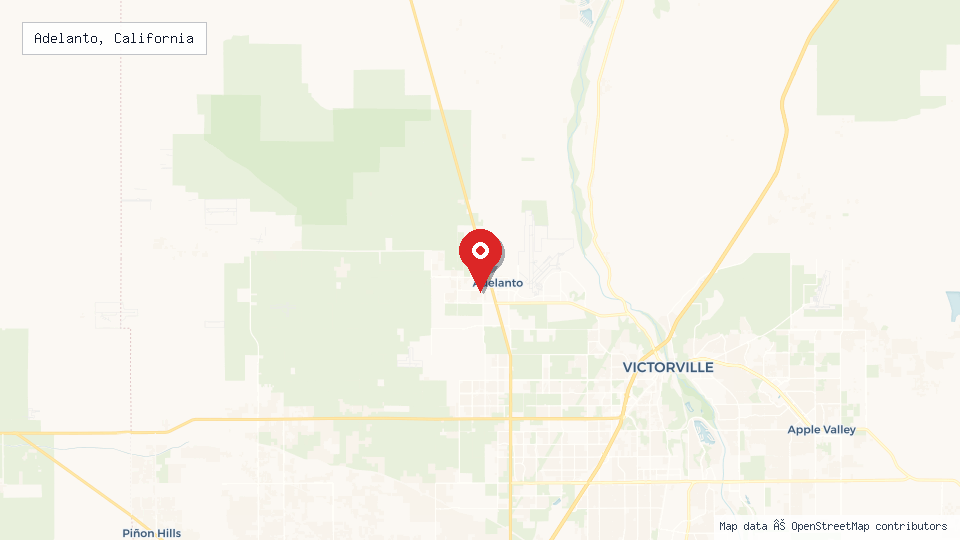 Street map of Adelanto, California with location pin