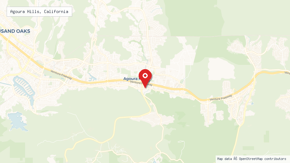 Street map of Agoura Hills, California with location pin