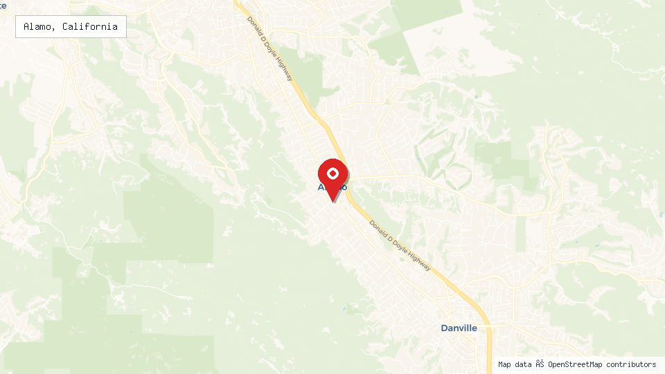 Street map of Alamo, California with location pin