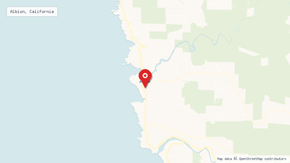 Street map of Albion, California with location pin