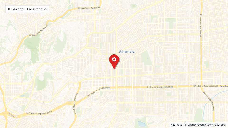 Street map of Alhambra, California with location pin