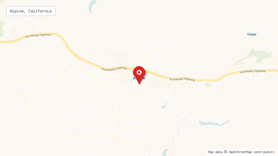 Street map of Alpine, California with location pin