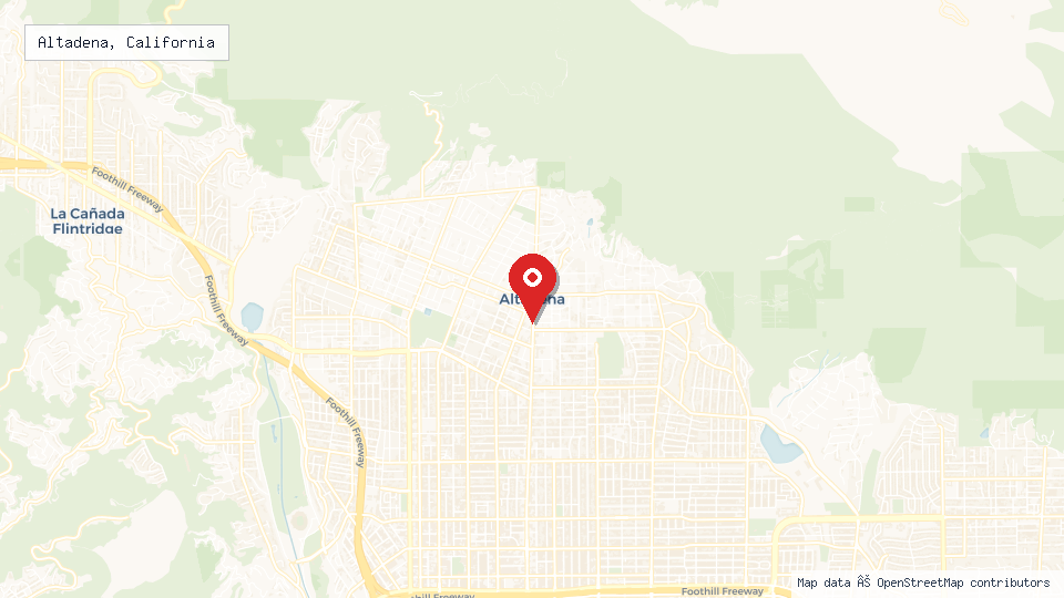 Street map of Altadena, California with location pin