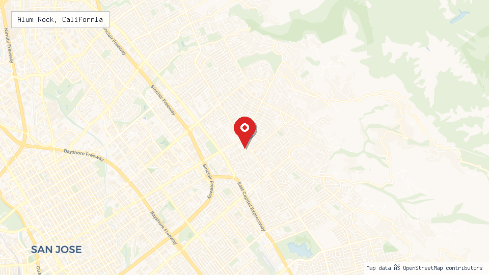 Street map of Alum Rock, California with location pin