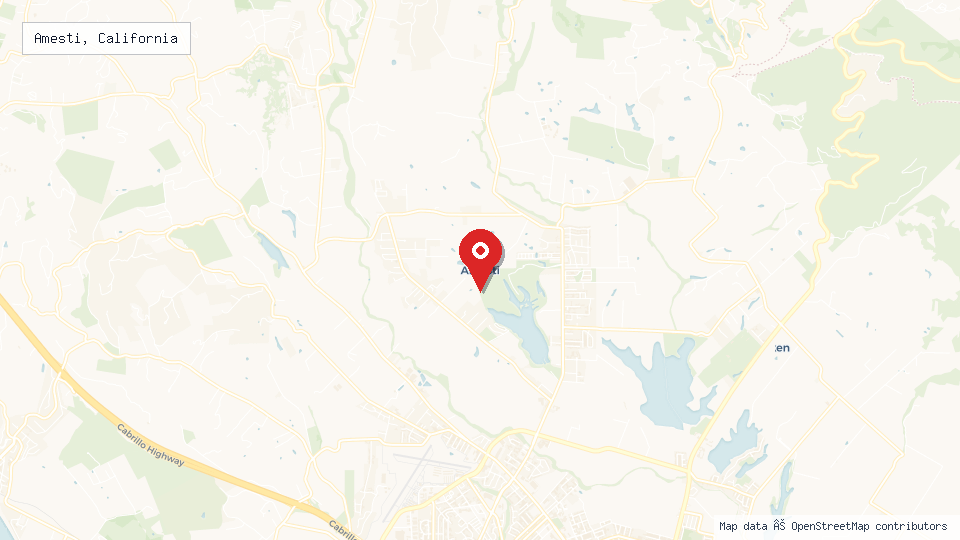 Street map of Amesti, California with location pin