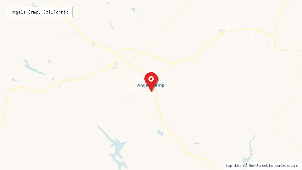 Street map of Angels Camp, California with location pin