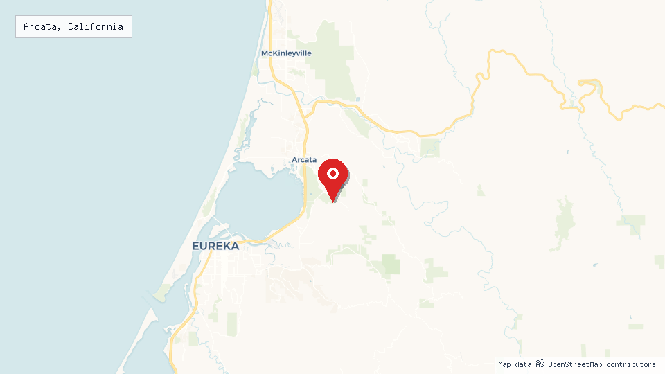 Street map of Arcata, California with location pin