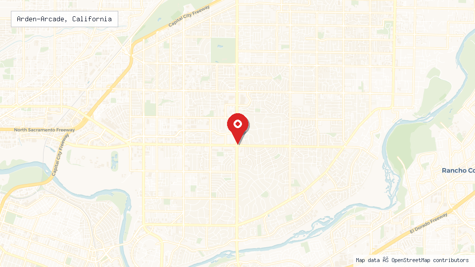 Street map of Arden-Arcade, California with location pin