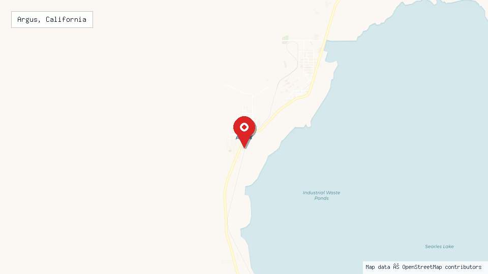 Street map of Argus, California with location pin