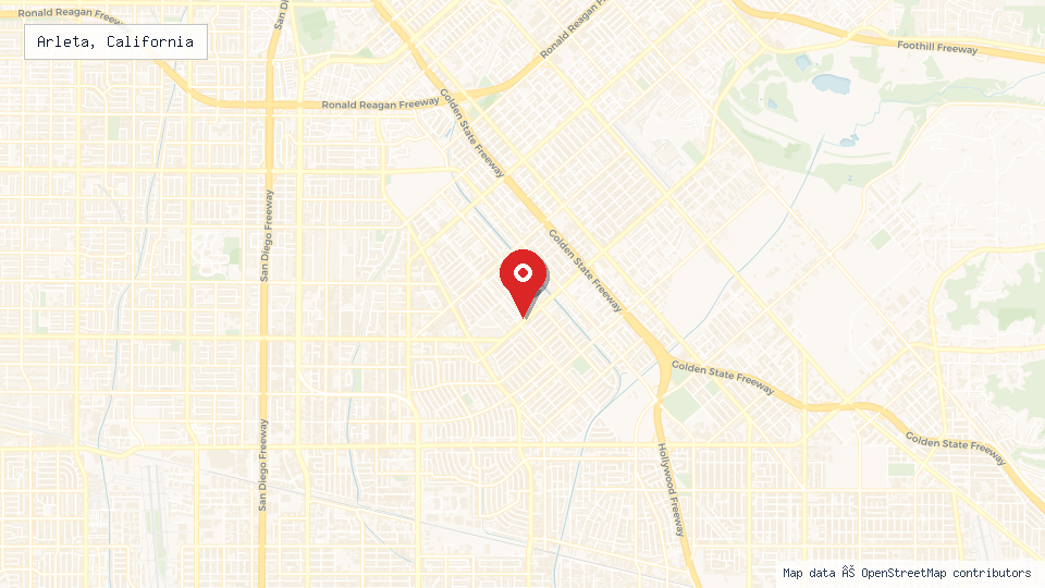 Street map of Arleta, California with location pin