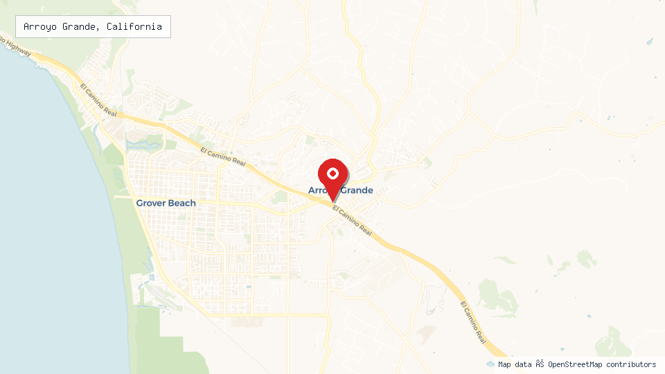 Street map of Arroyo Grande, California with location pin