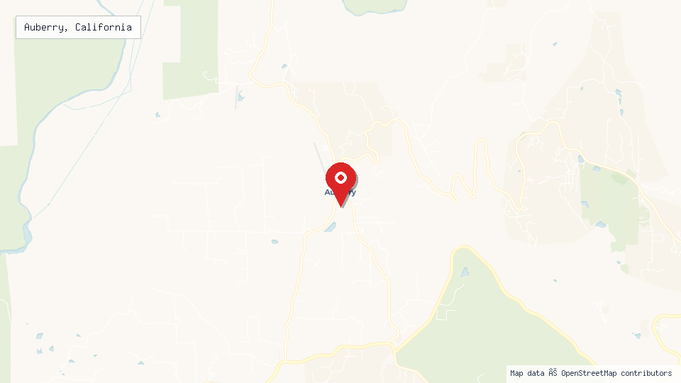 Street map of Auberry, California with location pin