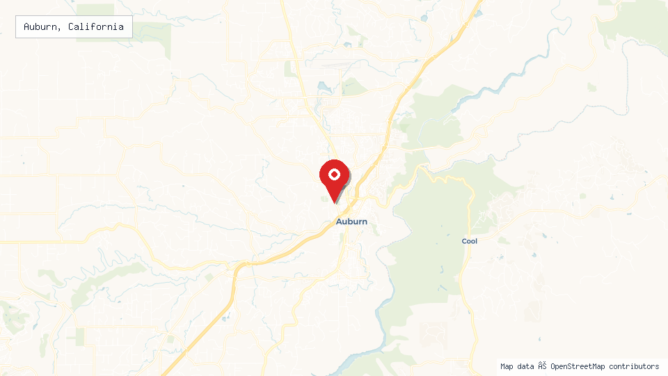 Street map of Auburn, California with location pin