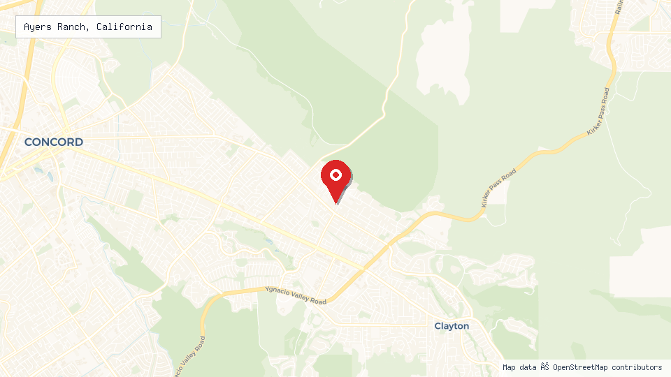Street map of Ayers Ranch, California with location pin