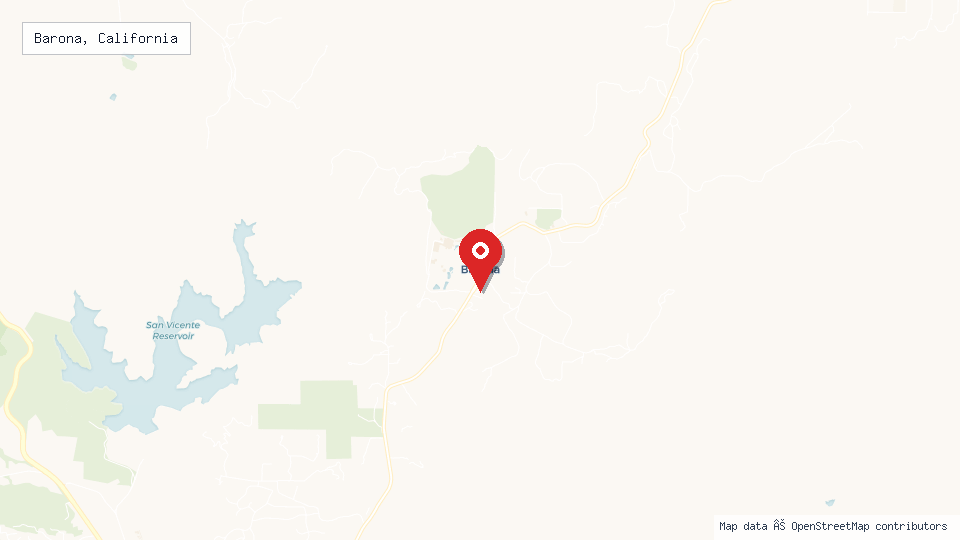 Street map of Barona, California with location pin