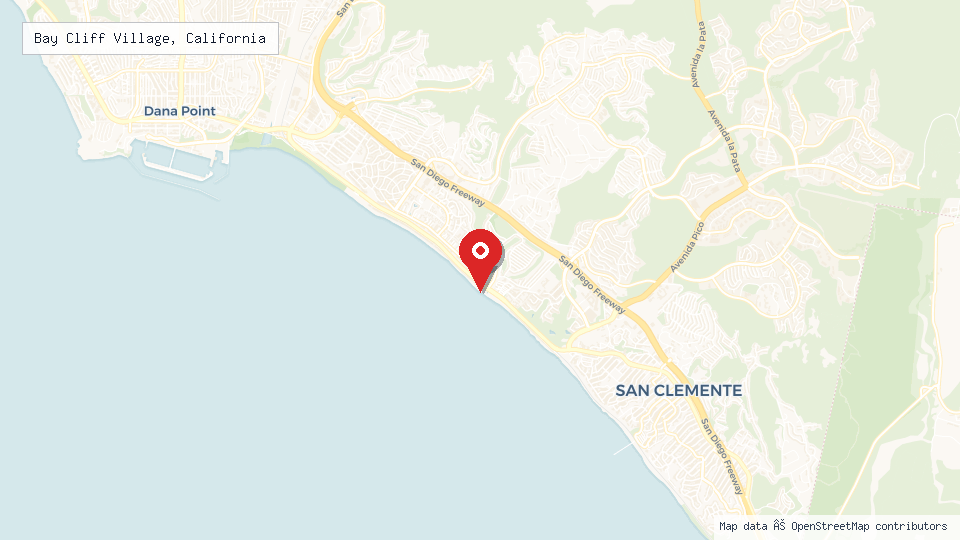 Street map of Bay Cliff Village, California with location pin