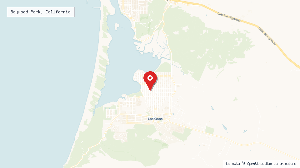 Street map of Baywood Park, California with location pin