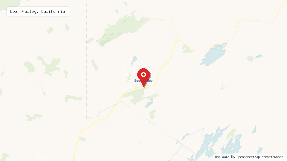 Street map of Bear Valley, California with location pin
