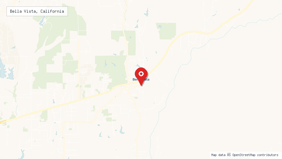 Street map of Bella Vista, California with location pin