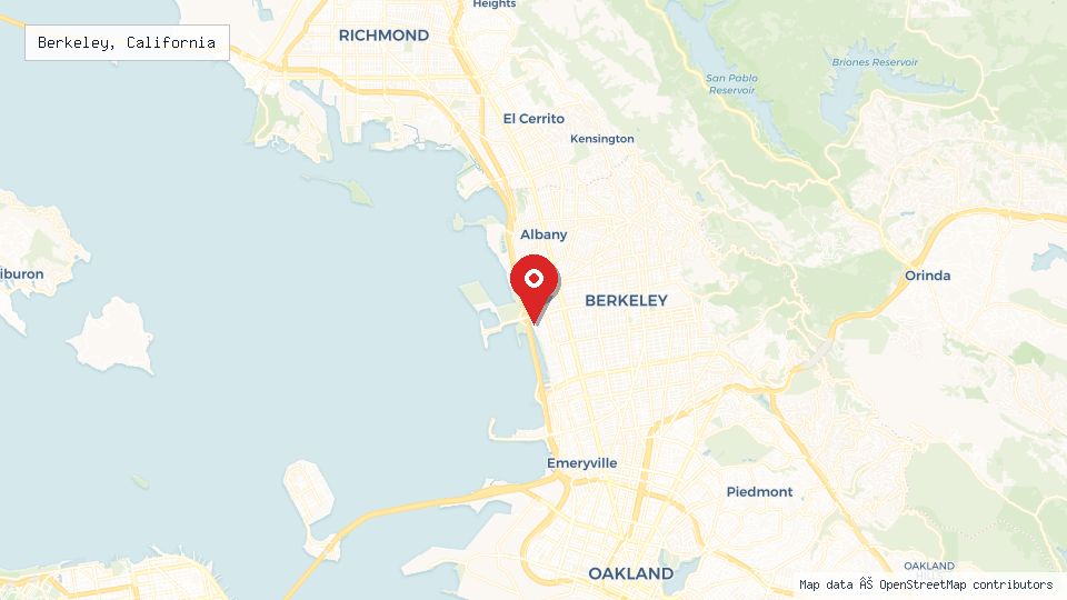 Street map of Berkeley, California with location pin
