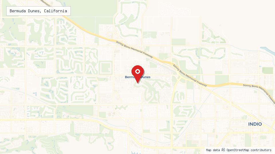 Street map of Bermuda Dunes, California with location pin