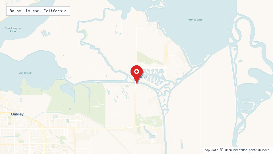 Street map of Bethel Island, California with location pin