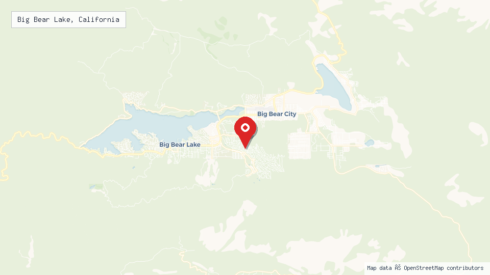 Street map of Big Bear Lake, California with location pin