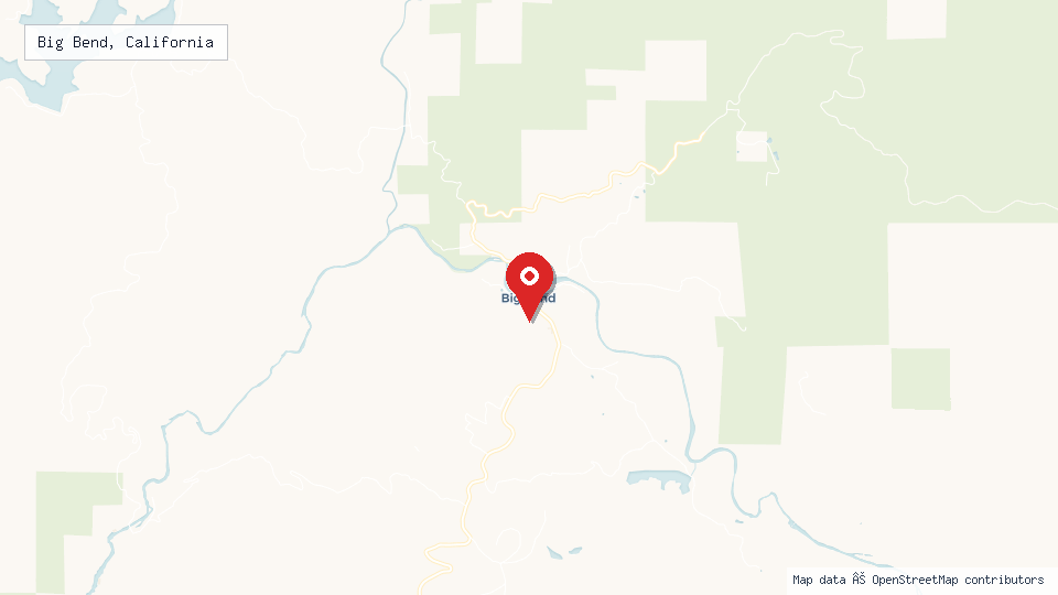 Street map of Big Bend, California with location pin