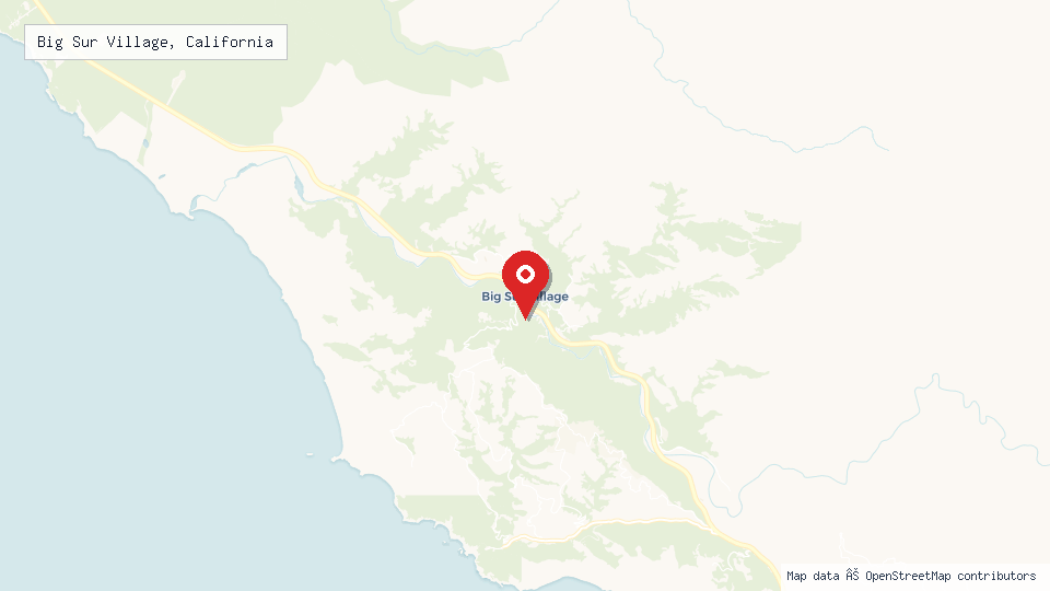 Street map of Big Sur Village, California with location pin