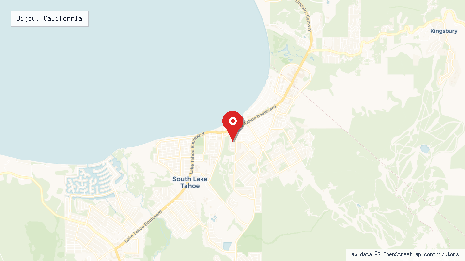 Street map of Bijou, California with location pin