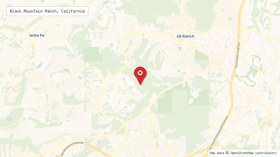 Street map of Black Mountain Ranch, California with location pin