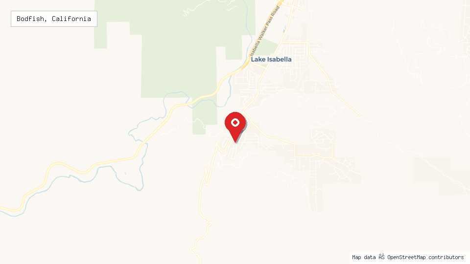 Street map of Bodfish, California with location pin
