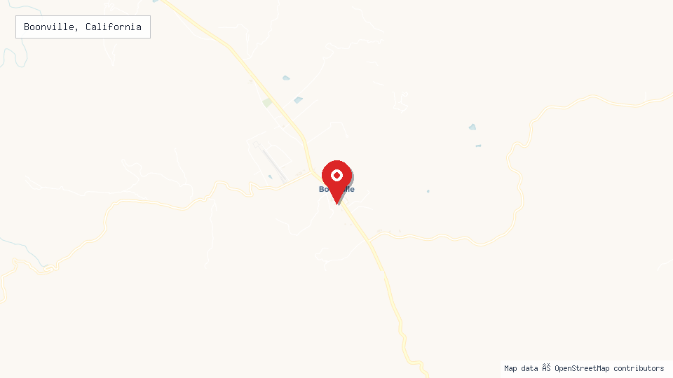 Street map of Boonville, California with location pin