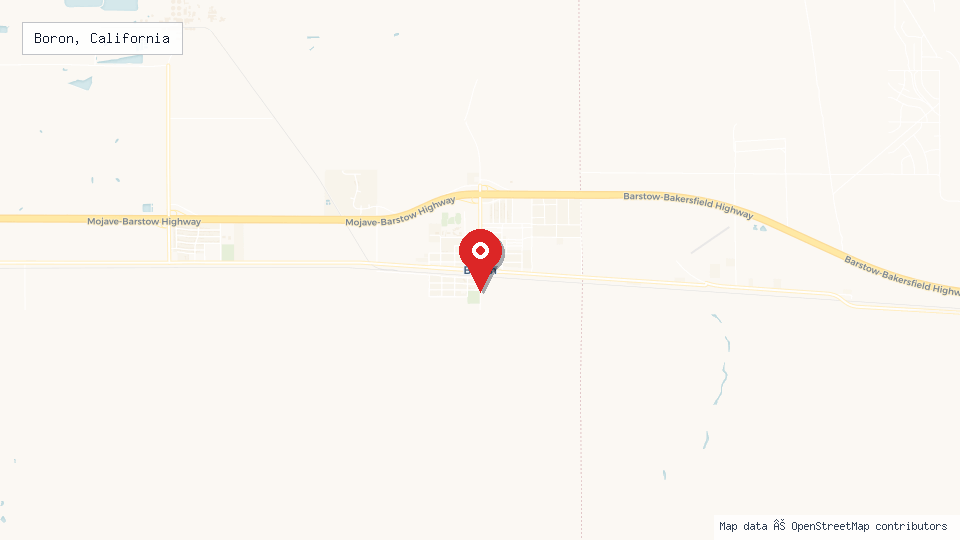 Street map of Boron, California with location pin