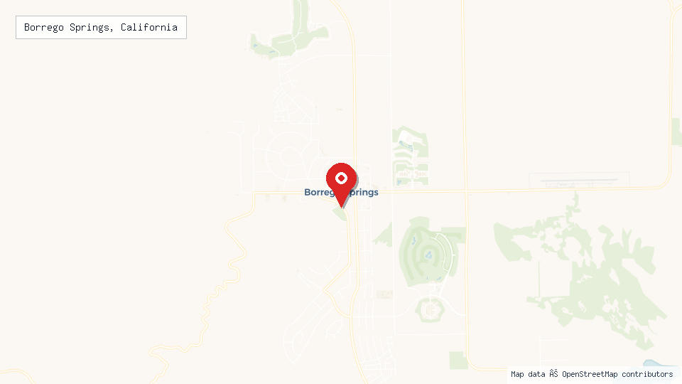 Street map of Borrego Springs, California with location pin