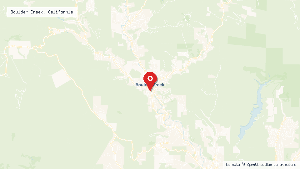 Street map of Boulder Creek, California with location pin