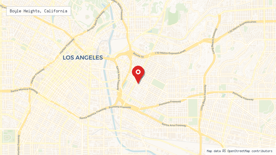 Street map of Boyle Heights, California with location pin