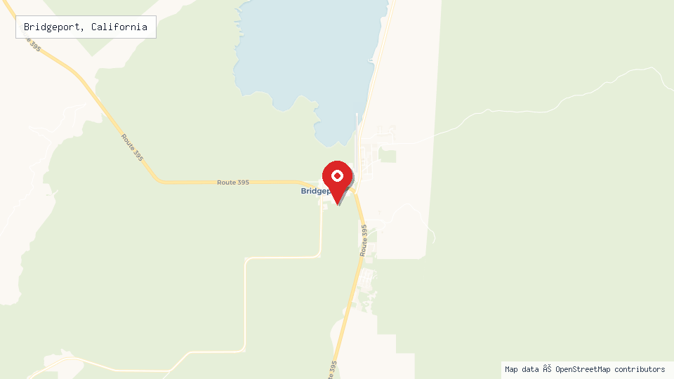 Street map of Bridgeport, California with location pin