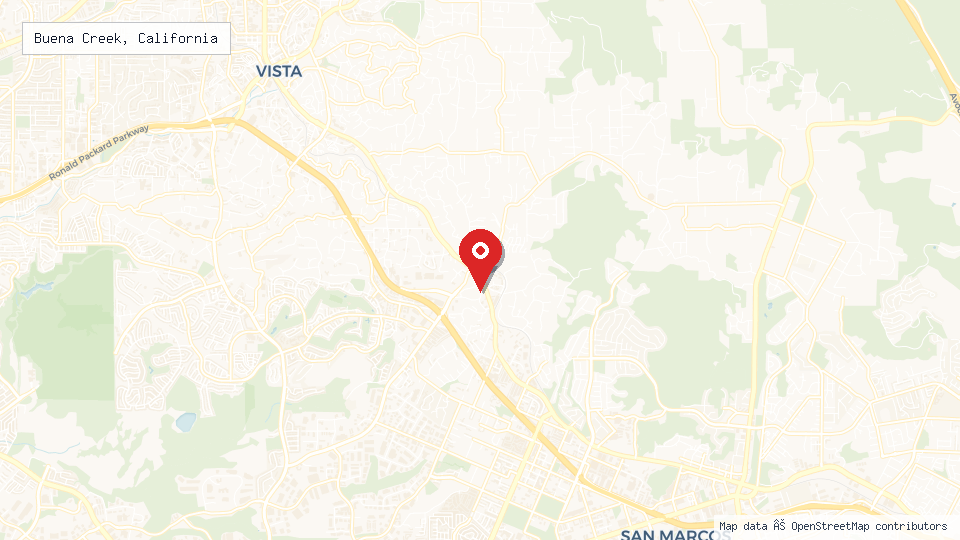Street map of Buena Creek, California with location pin